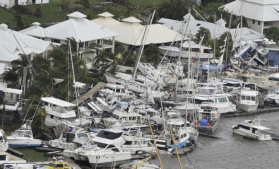 Boats damaged in a marina